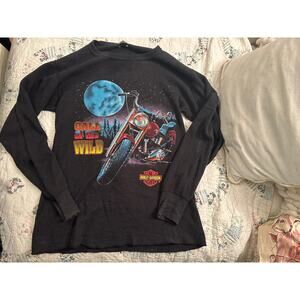 VINTAGE 1992 HOLOUBEK HARLEY DAVIDSON CALL OF THE WILD THERMAL WAFFLE TOP